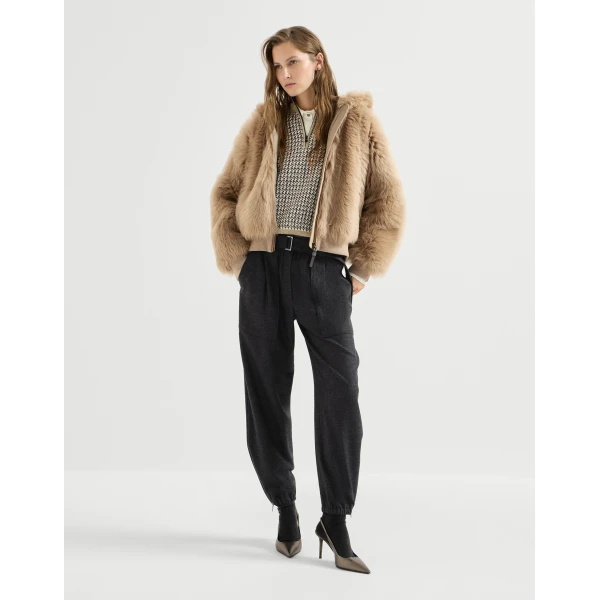 Brunello Cucinelli Flannel loose cargo trousers in Anthracite, view 6 | Pants | Luxury Shoes 