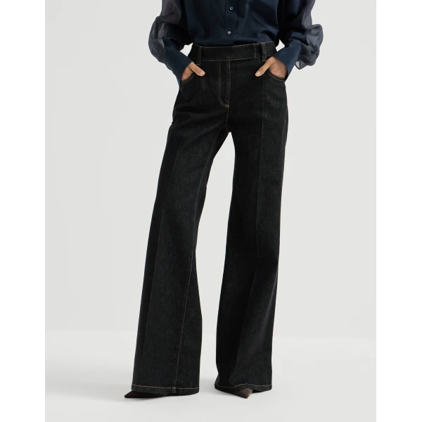 Flared trousers with monili in Black - Image 2