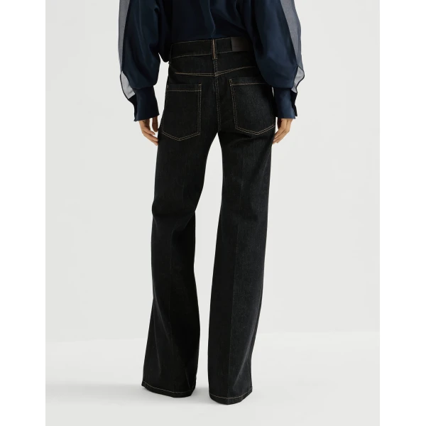 Flared trousers with monili in Black - Image 3