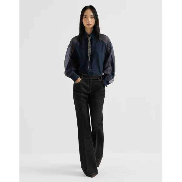 Flared trousers with monili in Black - Image 5
