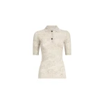 Brunello Cucinelli Flower lace knit polo in Fog