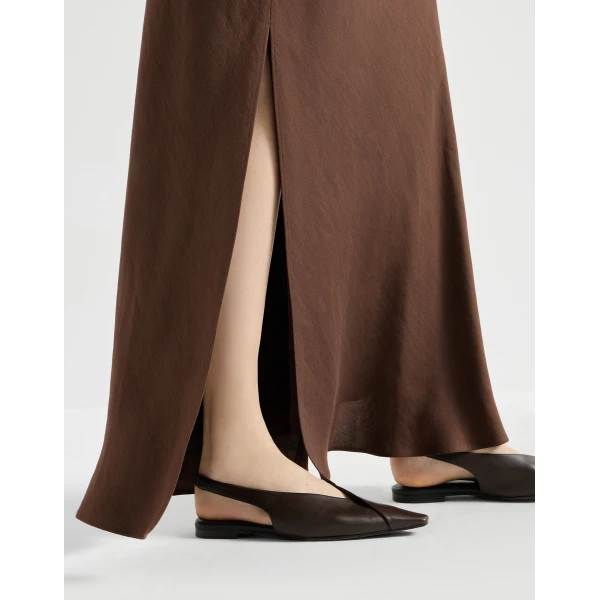 Fluid Bias-Cut skirt in Cocoa - Image 4