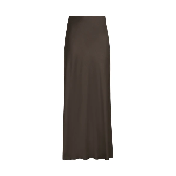Fluid Bias-Cut skirt in Cocoa