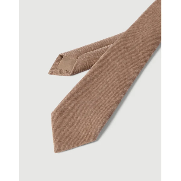 Brunello Cucinelli Fluid corduroy tie in Cappuccino, view 2 | Accessories | Luxury Shoes 