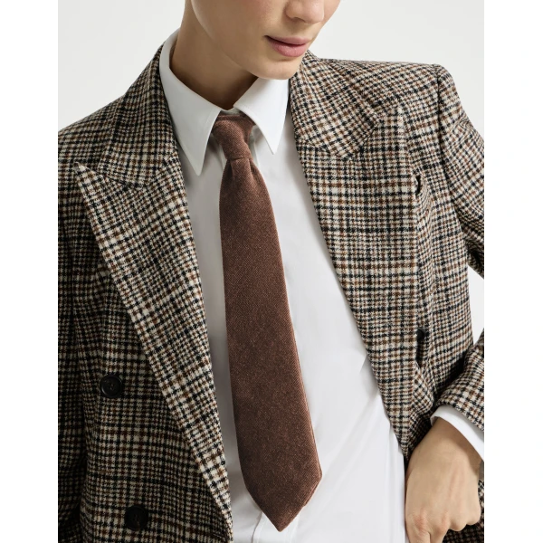 Brunello Cucinelli Fluid corduroy tie in Cigar, view 3 | Accessories | Luxury Shoes 