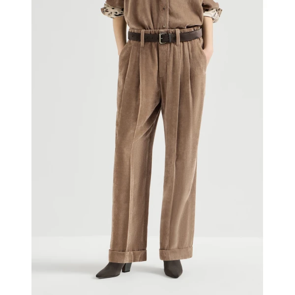 Brunello Cucinelli Fluid corduroy trousers in Cappuccino