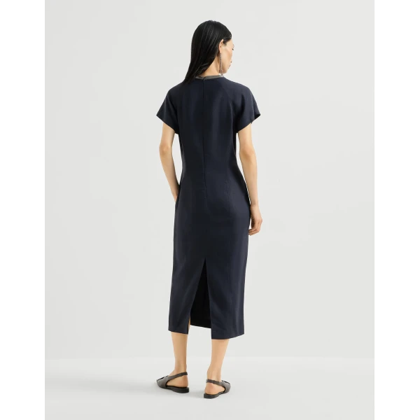 Fluid twill dress in Blue - Image 3