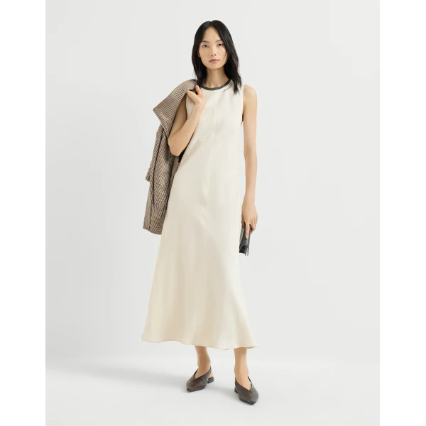 Fluid twill dress in Milk - Image 6
