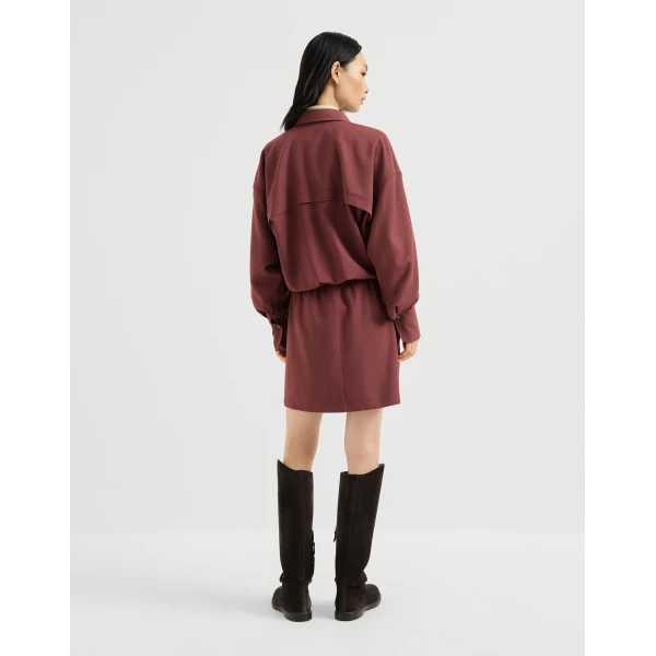 Brunello Cucinelli Fluid twill shirt dress in Wine