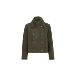 Brunello Cucinelli Fuzzy shearling pea coat in Green