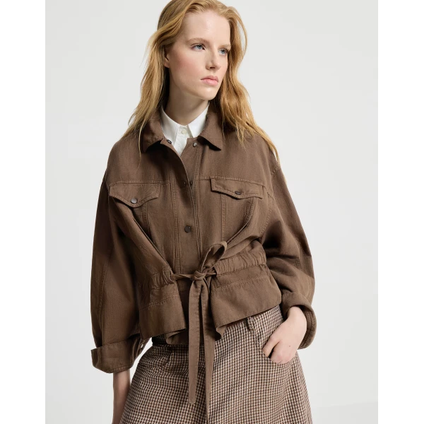 Garment-dyed cover outerwear jacket in Cigar - Image 5