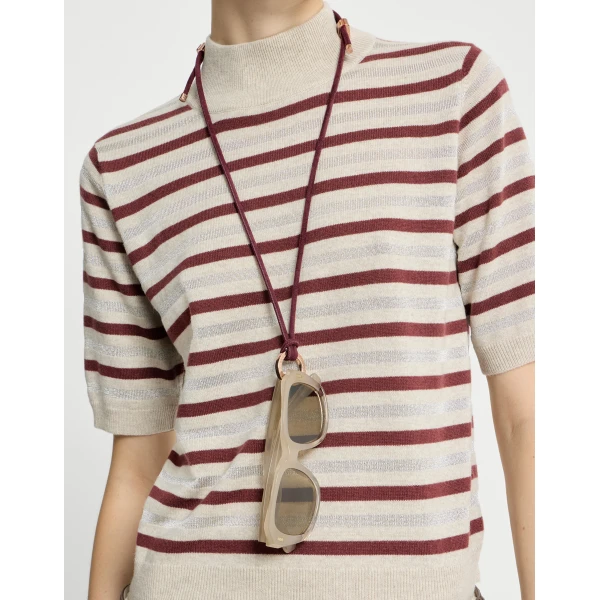 Brunello Cucinelli Glasses cord with monili in Burgundy, view 3 | Accessories | Luxury Shoes 