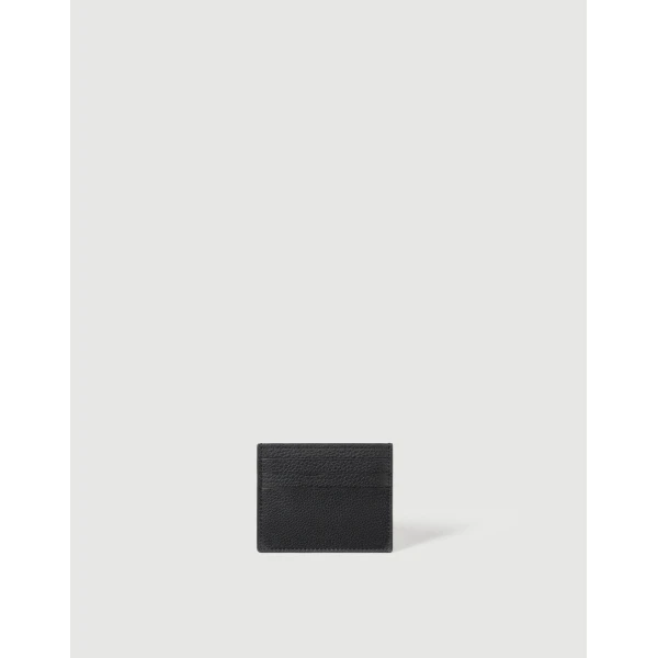 Brunello Cucinelli Grained calfskin card case in Black, view 2 | Wallets & Purses | Luxury Shoes 