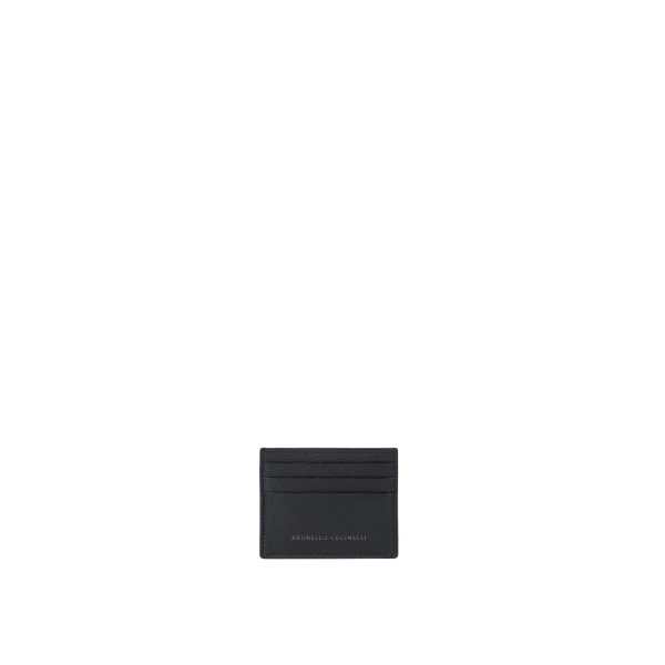 Brunello Cucinelli Grained calfskin card case in Black | Wallets & Purses | Luxury Shoes 