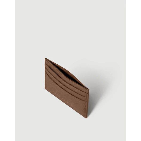 Brunello Cucinelli Grained calfskin card case in Brown Gianduia, view 4 | Wallets & Purses | Luxury Shoes 