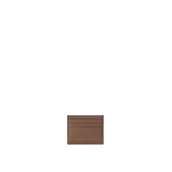 Brunello Cucinelli Grained calfskin card case in Brown Gianduia | Wallets & Purses | Luxury Shoes 