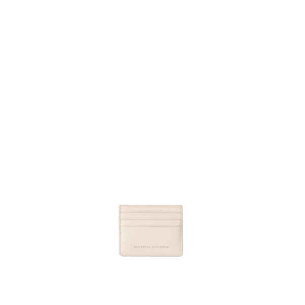 Brunello Cucinelli Grained calfskin card case in Ivory | Wallets & Purses | Luxury Shoes 