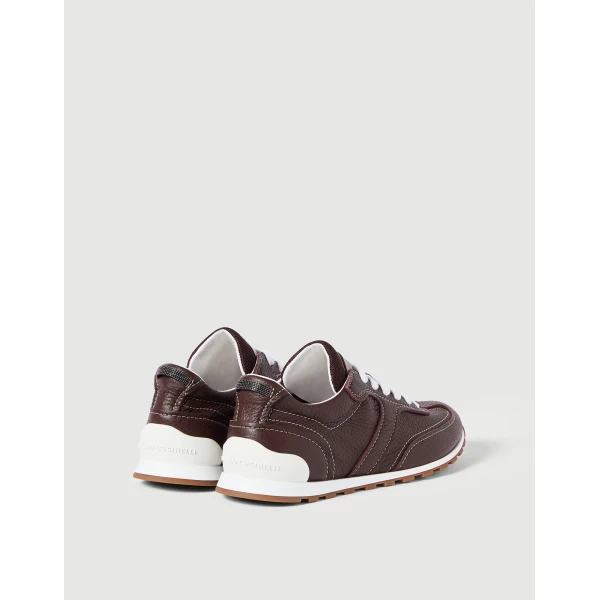 Grained soft leather runners in Mahogany - Image 3