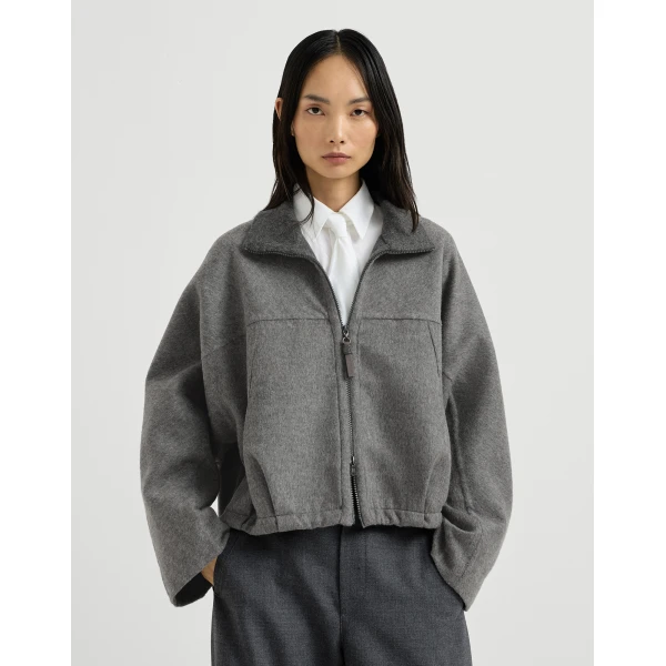 Brunello Cucinelli Hand-crafted bomber jacket in Dark Grey