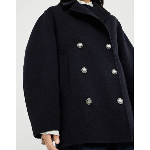 Brunello Cucinelli Hand-finished Caban jacket in Cobalt
