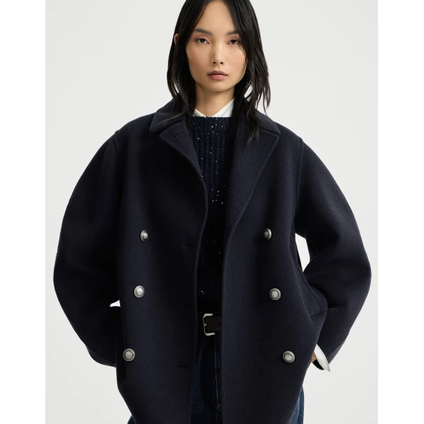 Brunello Cucinelli Hand-finished Caban jacket in Cobalt