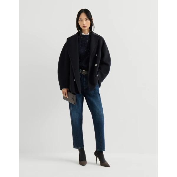 Brunello Cucinelli Hand-finished Caban jacket in Cobalt