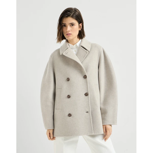 Brunello Cucinelli Hand-finished Caban jacket in Cool Beige