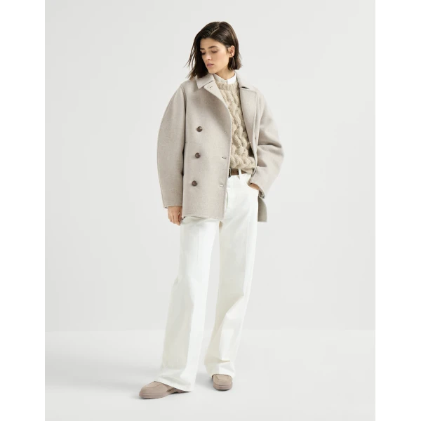 Brunello Cucinelli Hand-finished Caban jacket in Cool Beige