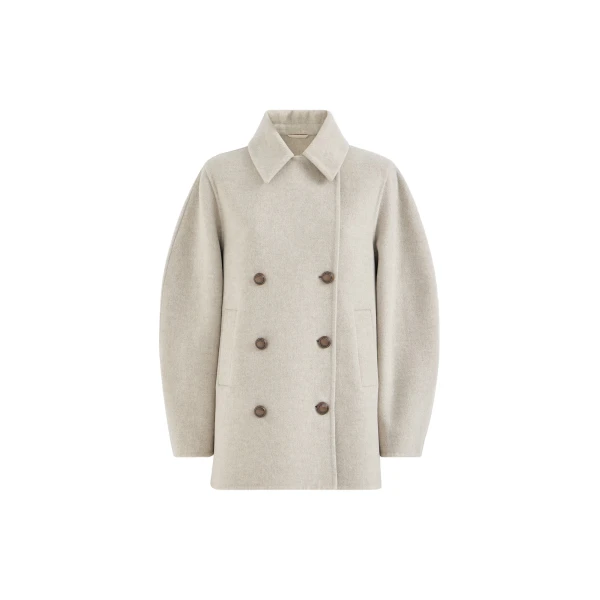 Hand-finished Caban jacket in Cool Beige