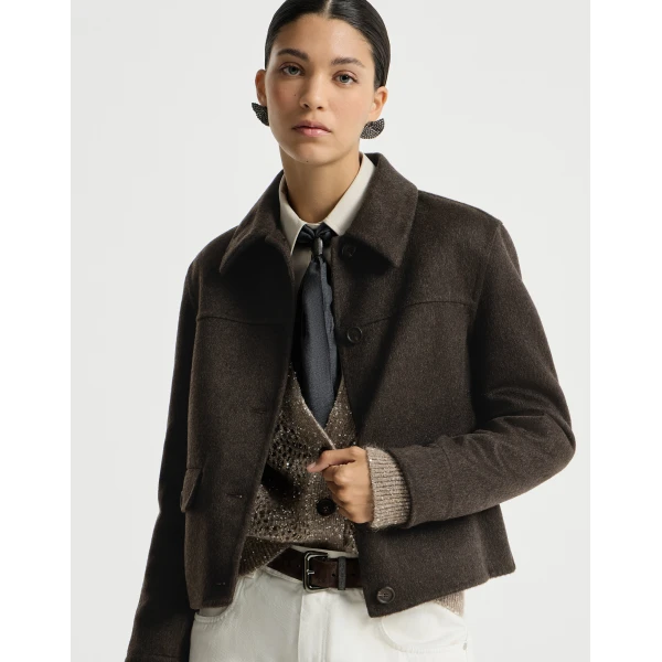 Brunello Cucinelli Handcrafted outerwear jacket in Pine Cone Brown