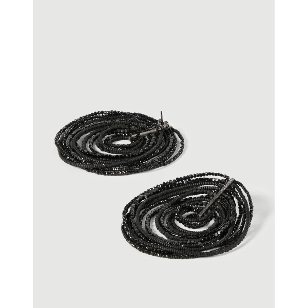 Brunello Cucinelli Hematite and Sterling Silver earrings in Black, view 3 | Earrings | Luxury Shoes 