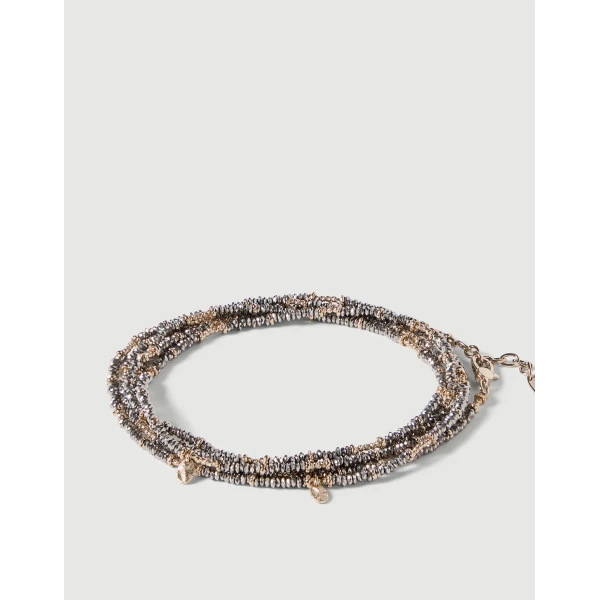 Brunello Cucinelli Hematite and Sterling Silver wrap bracelet in Brown, view 2 | Bracelets | Luxury Shoes 