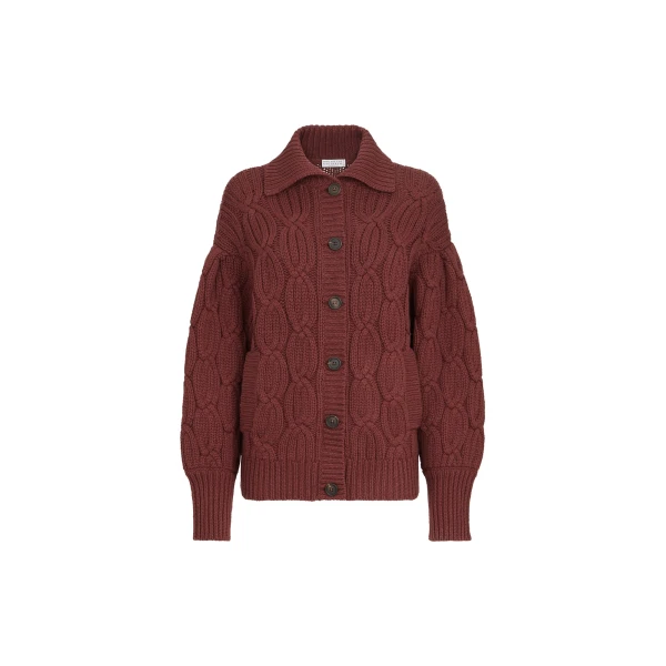 Heritage cable cardigan in Ruby