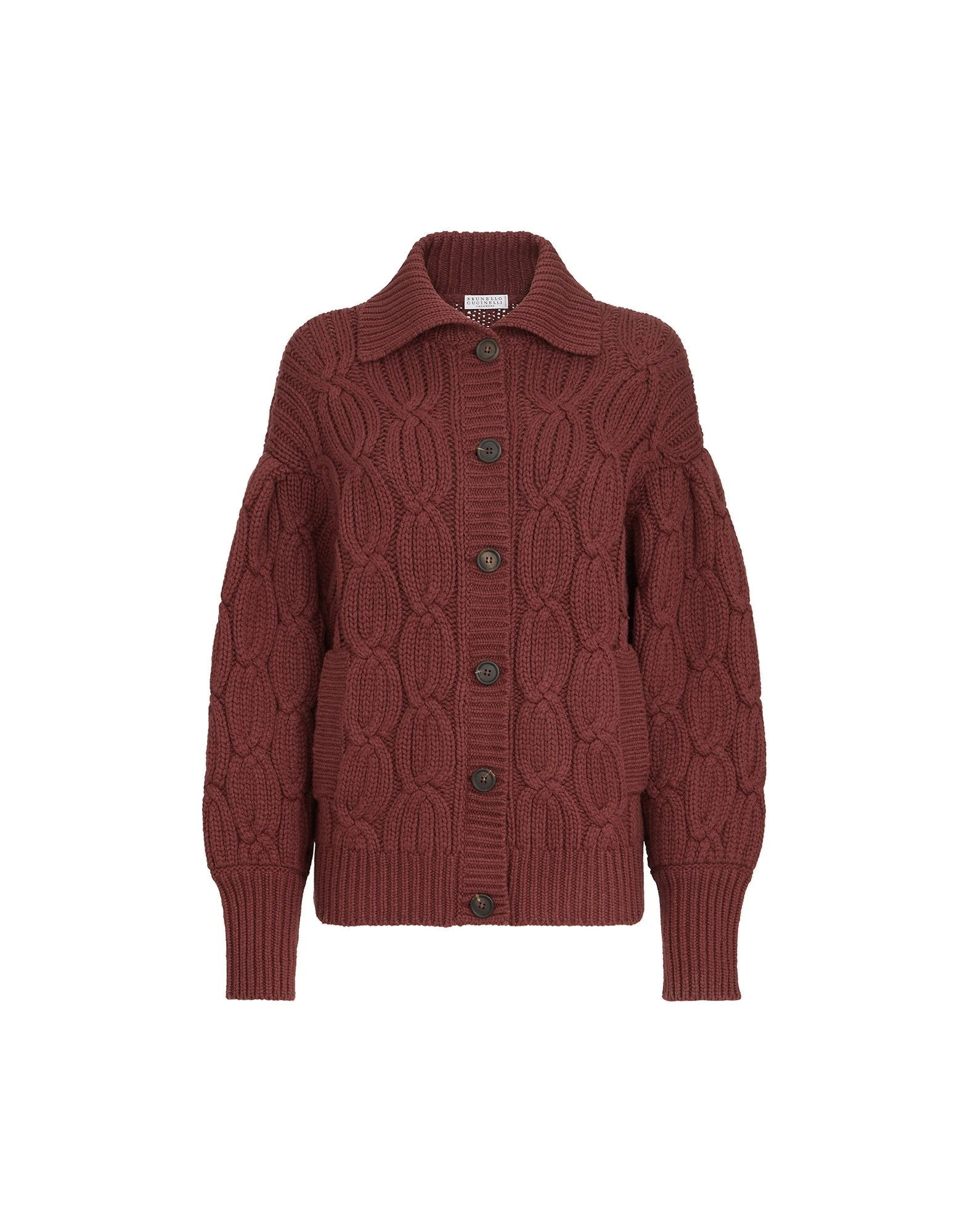 Brunello Cucinelli Heritage cable cardigan in Ruby Brunello Cucinelli