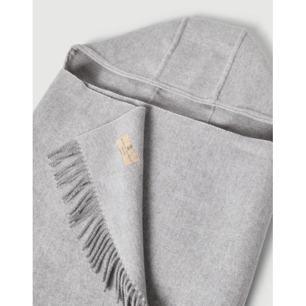 Brunello Cucinelli Hooded knit scarf in Light Grey, view 3 | Scarves | Luxury Shoes 