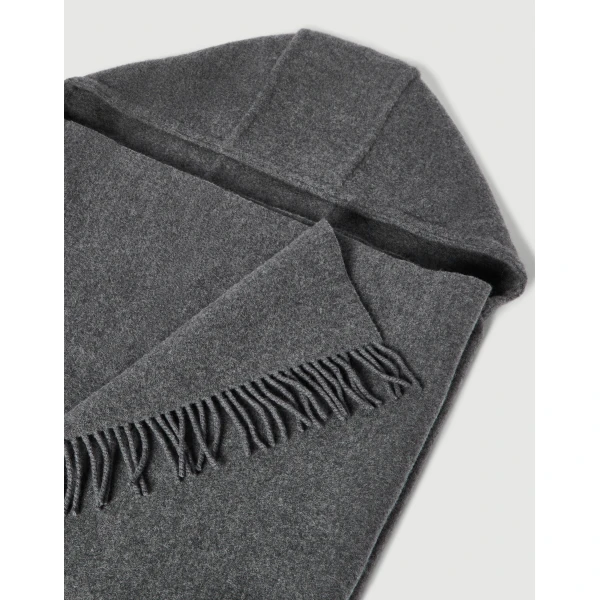 Brunello Cucinelli Hooded knit scarf in Medium Grey, view 4 | Scarves | Luxury Shoes 