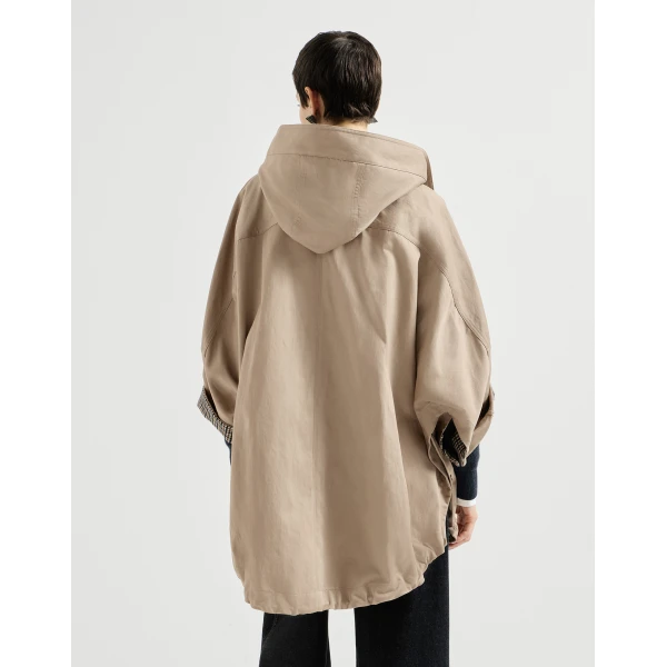 Hooded outerwear jacket with monili in Camel - Image 3