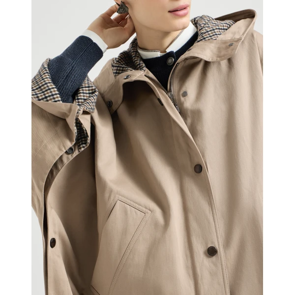 Hooded outerwear jacket with monili in Camel - Image 4