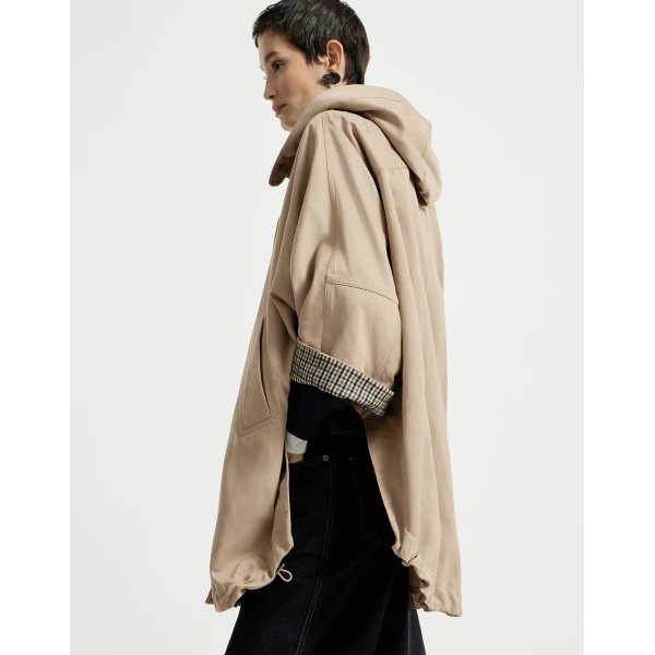 Hooded outerwear jacket with monili in Camel - Image 5