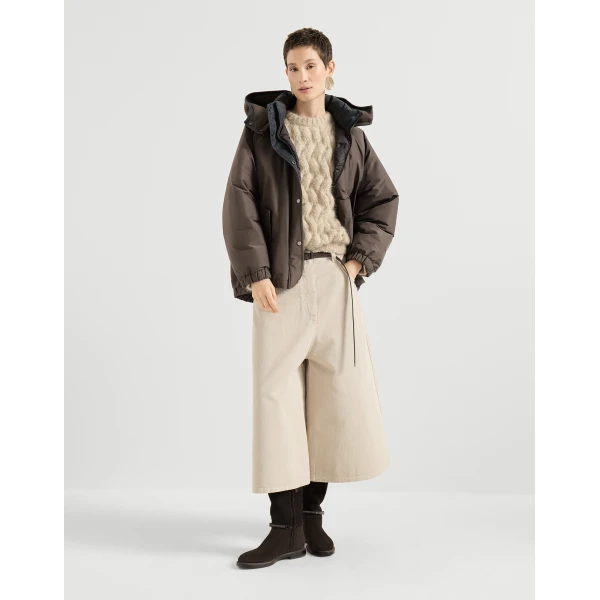 Hooded taffeta outerwear jacket in Brown - Image 6