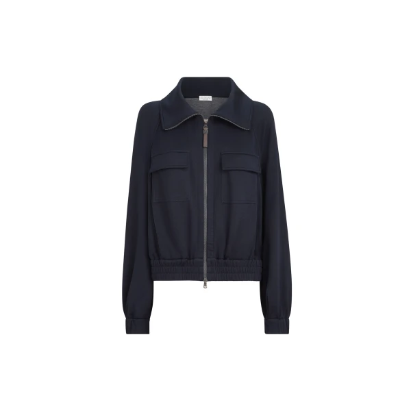 Interlock cardigan with monili in Cobalt