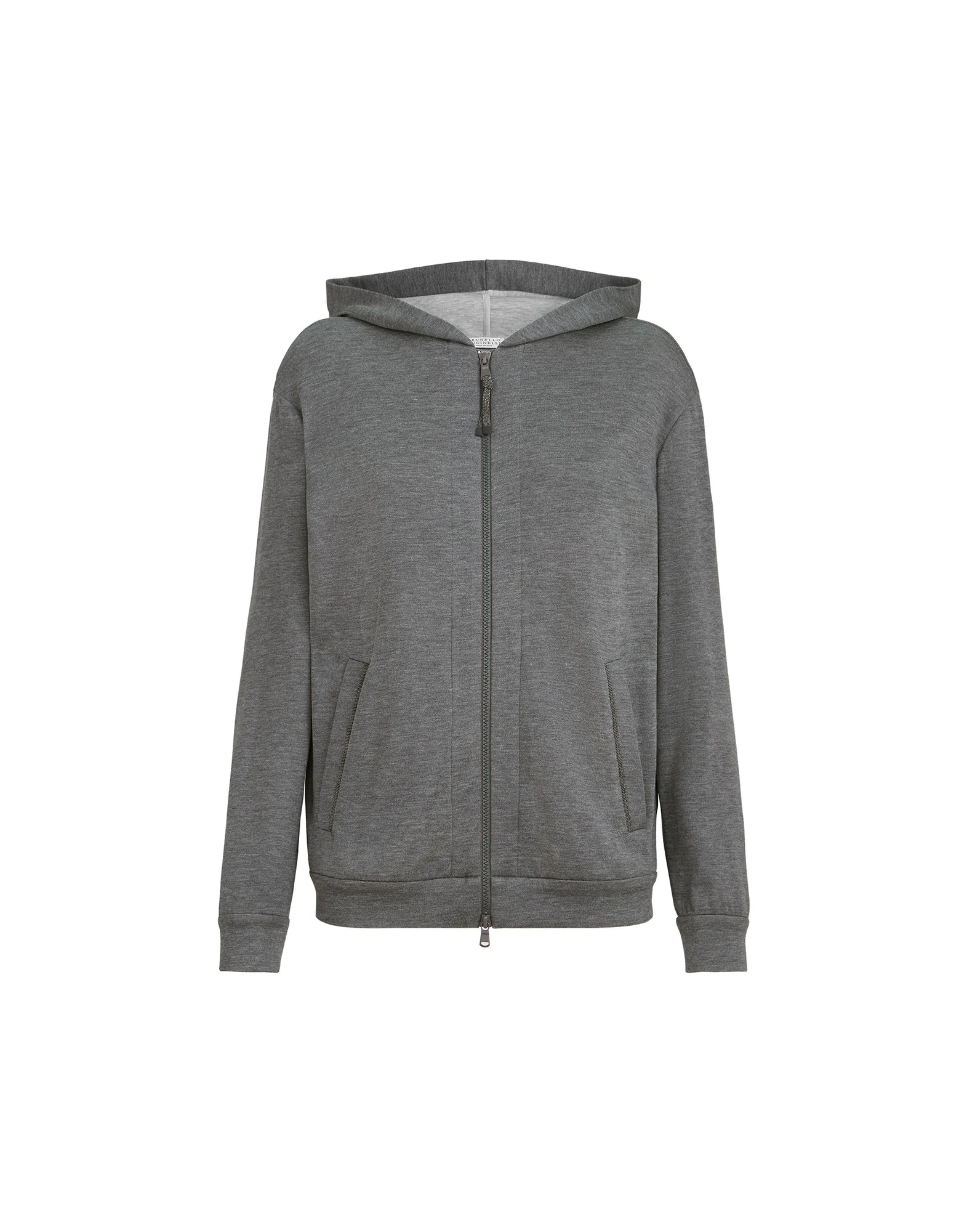 Brunello Cucinelli Interlock top with hood and Precious in Dark Grey | Buy Jackets at Luxury Shoes Brunello Cucinelli Interlock top with hood and Precious in Dark Grey
