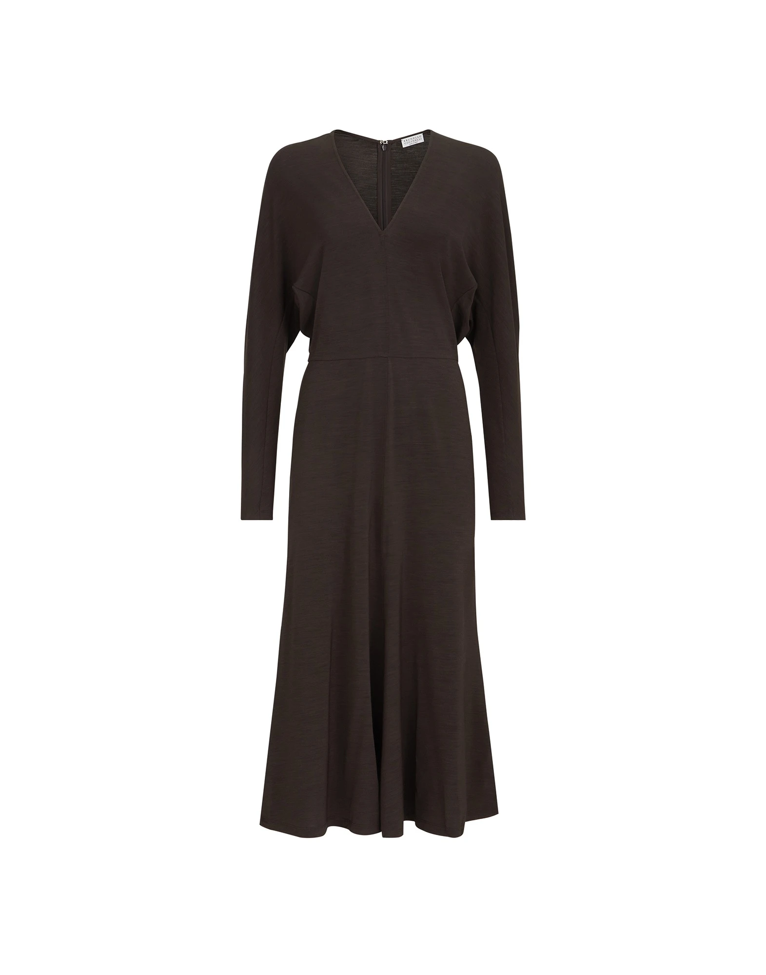 Brunello Cucinelli Jersey dress with monili in Coffee | Buy Dresses at Luxury Shoes Brunello Cucinelli Jersey dress with monili in Coffee
