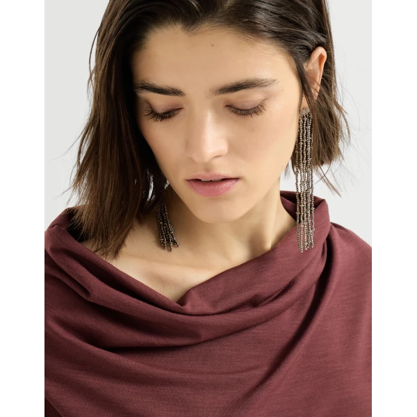 Brunello Cucinelli Jersey dress with monili in Red