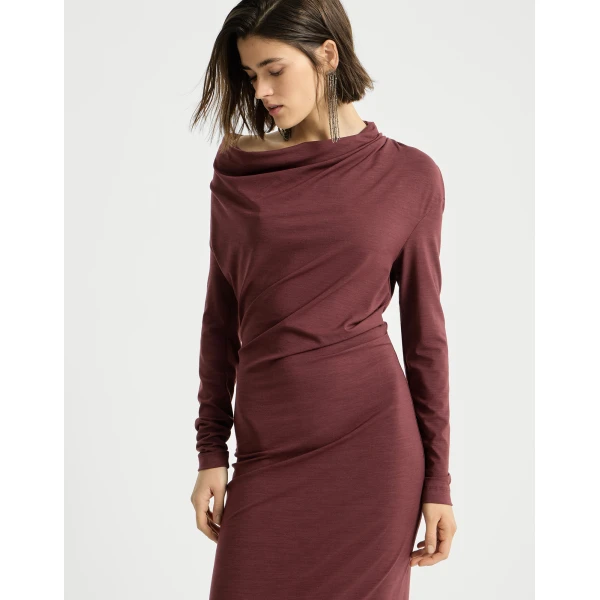 Brunello Cucinelli Jersey dress with monili in Red