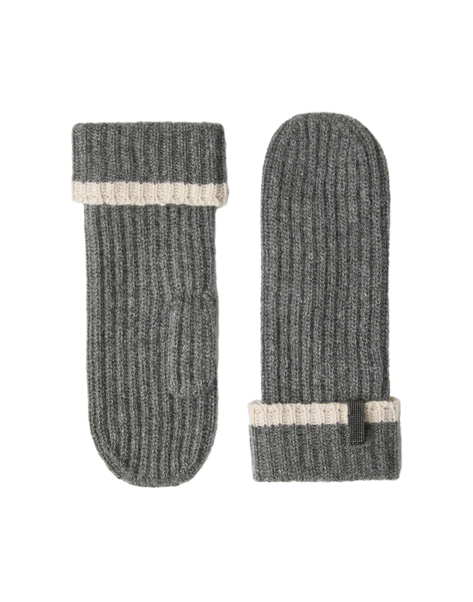Brunello Cucinelli Knit mittens with monili in Lead Brunello Cucinelli Knit mittens with monili in Lead | Gloves | Luxury Shoes