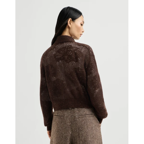 Brunello Cucinelli Lace flowers cardigan in Brown