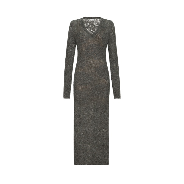 Brunello Cucinelli Lace flowers dress in Lead