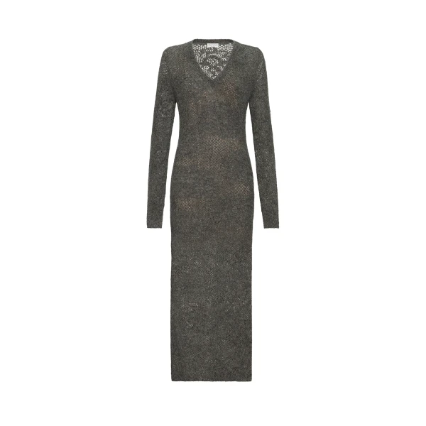 Brunello Cucinelli Lace flowers dress in Lead