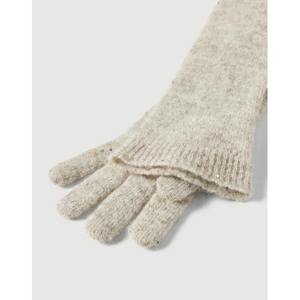 Brunello Cucinelli Lace flowers long gloves in Buff, view 2 | Gloves | Luxury Shoes 